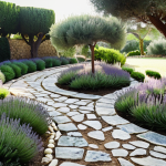 **Prompt:** A serene therapeutic garden in Portugal. Lush lavender and rosemary plants frame a winding stone pathway leading to a tranquil water fountain. Soft, natural light filters through the trees, creating a relaxing atmosphere. In the style of a vibrant, detailed photograph, capturing the essence of Portuguese gardens.