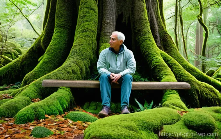 아웃도어 테라피와 신체 활동의 중요성 - **Prompt:** A serene and contemplative scene set deep within an ancient, verdant forest in the Sintr...